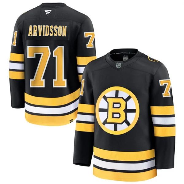 Mens Boston Bruins #71 Viktor Arvidsson Fanatics 2025 Black Home Premium Jersey