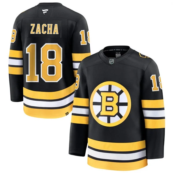 Mens Boston Bruins #18 Pavel Zacha Fanatics 2025 Black Home Premium Jersey