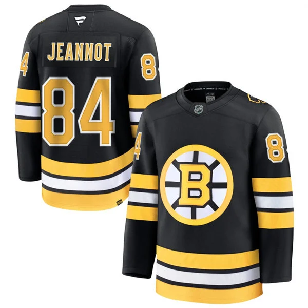 Mens Boston Bruins #84 Tanner Jeannot Fanatics 2025 Black Home Premium Jersey