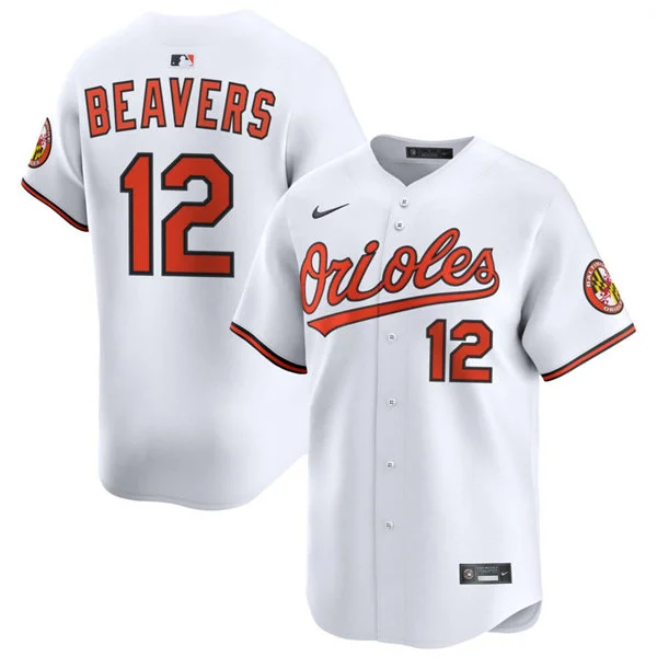 Mens Baltimore Orioles #12 Dylan Beavers Nike White Home Limited Player Jersey