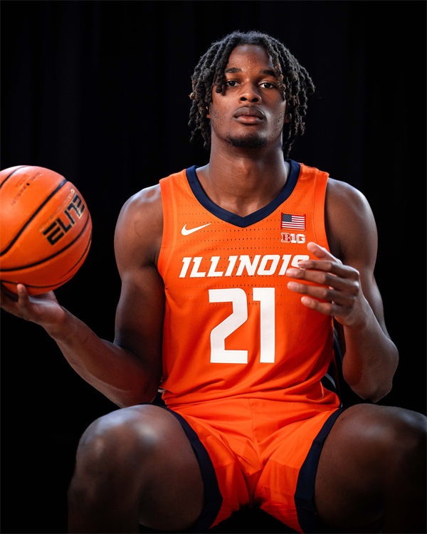 Mens Youth Illinois Fighting Illini #21 Morez Johnson Jr 2025 Away Orange Basketball Game Jersey