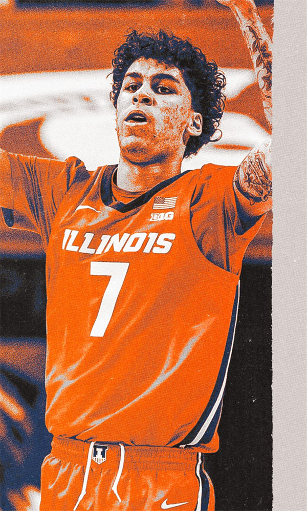 Mens Youth Illinois Fighting Illini #7 Will Riley 2025 Away Orange Basketball Game Jersey