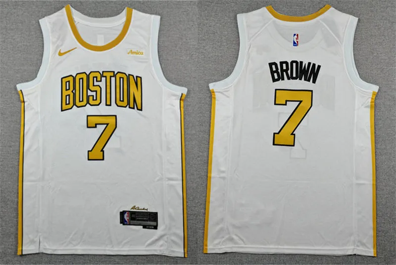 Mens Boston Celtics #7 Jaylen Brown 2025-26 White City Edition Swingman Jersey