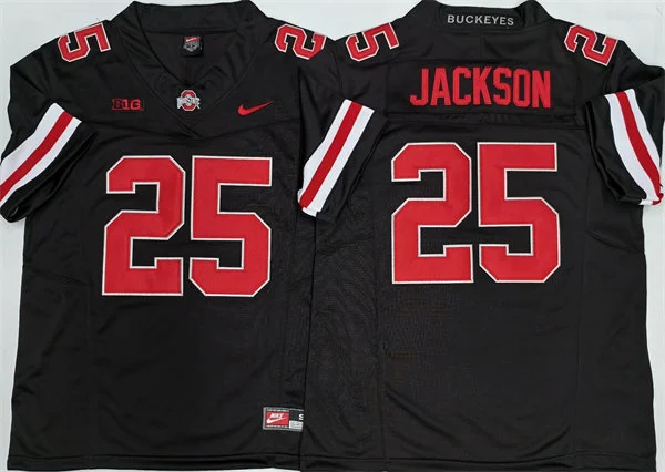 Mens Ohio State Buckeyes #25 Bo Jackson F.U.S.E. Limited Blackout College Football Game Jersey
