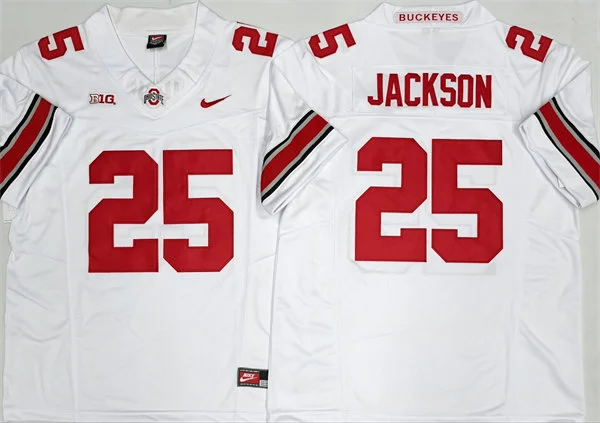 Mens Ohio State Buckeyes #25 Bo Jackson F.U.S.E. Limited White College Football Game Jersey