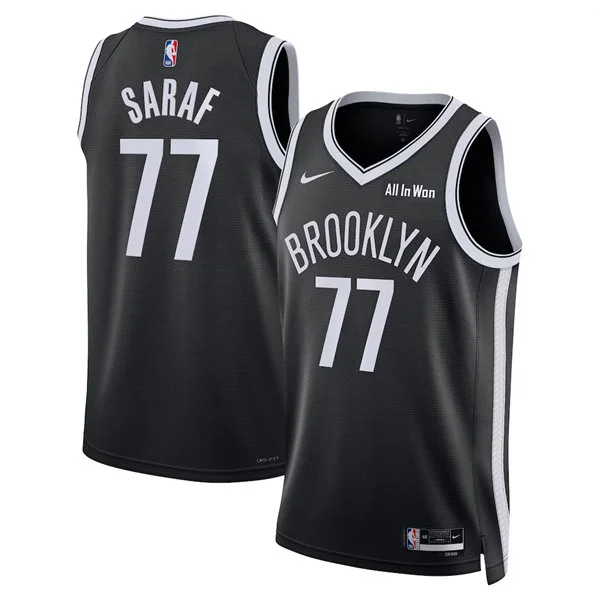 Mens Brooklyn Nets #77 Ben Saraf Nike Black Icon Edition Swingman Jersey