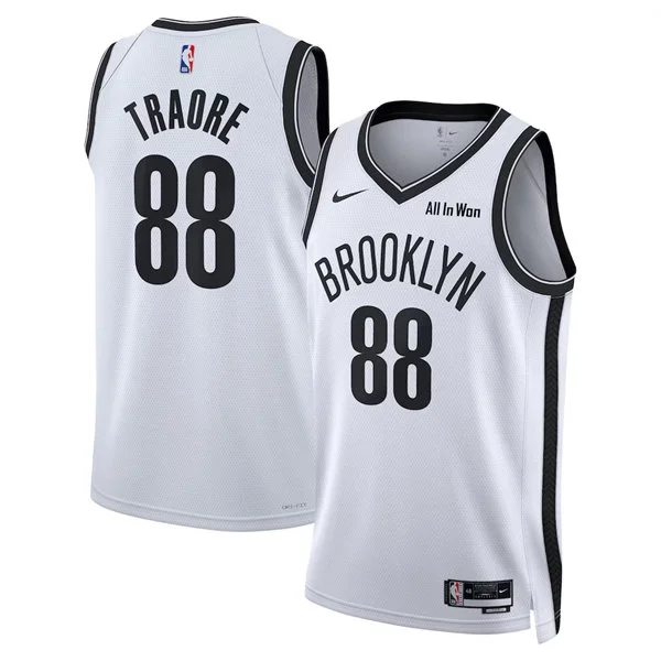 Mens Brooklyn Nets #88 Nolan Traore Nike White Association Edition Swingman Jersey