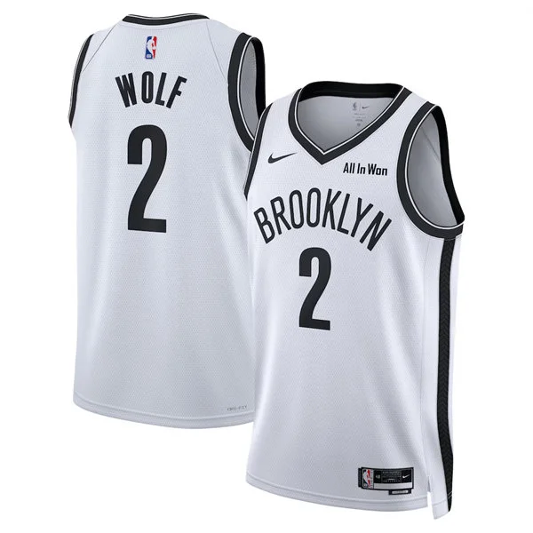 Mens Brooklyn Nets #2 Danny Wolf Nike White Association Edition Swingman Jersey