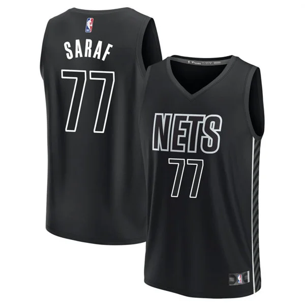 Mens Brooklyn Nets #77 Ben Saraf Black Statement Edition Swingman Jersey