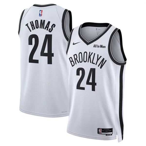 Mens Brooklyn Nets #24 Cam Thomas Nike White Association Edition Swingman Jersey