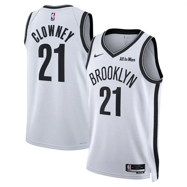 Mens Brooklyn Nets #21 Noah Clowney Nike White Association Edition Swingman Jersey