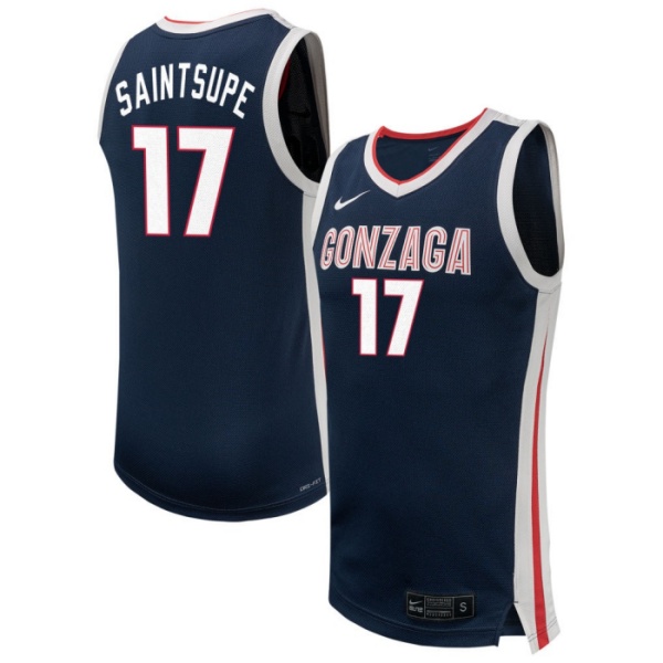 Gonzaga Bulldogs #17 Mario Saint-Supery Nike Navy WCC College Basketball Game Jersey