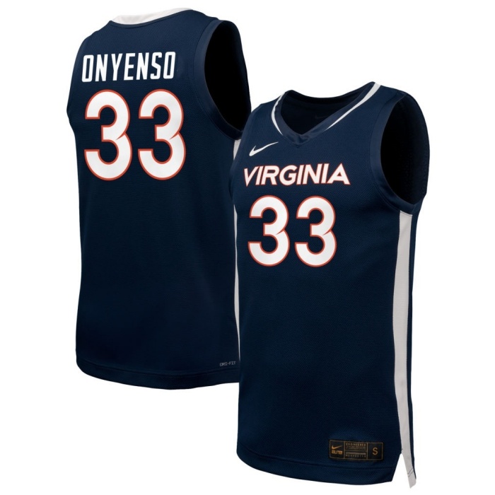 Virginia Cavaliers #33 Ugonna Onyenso Nike 2024-25 Navy College Basketball Game Jersey