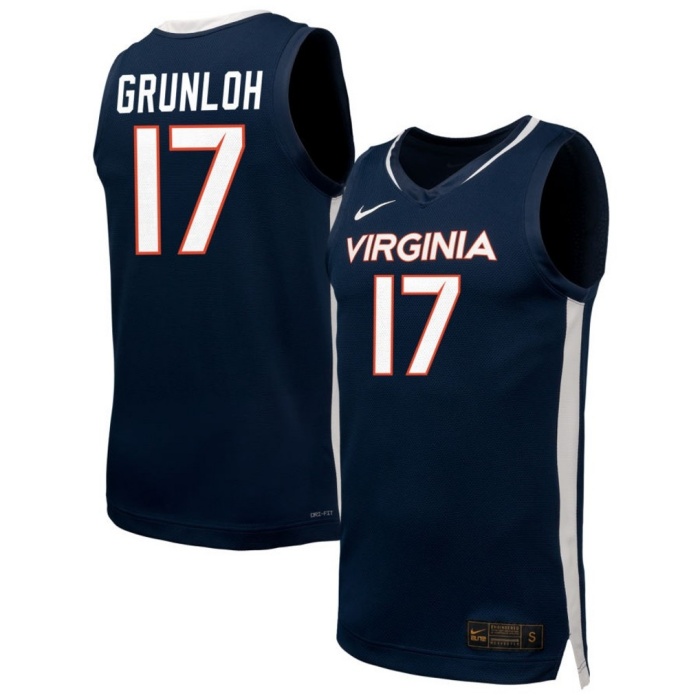 Virginia Cavaliers #17 Johann Grunloh Nike 2024-25 Navy College Basketball Game Jersey