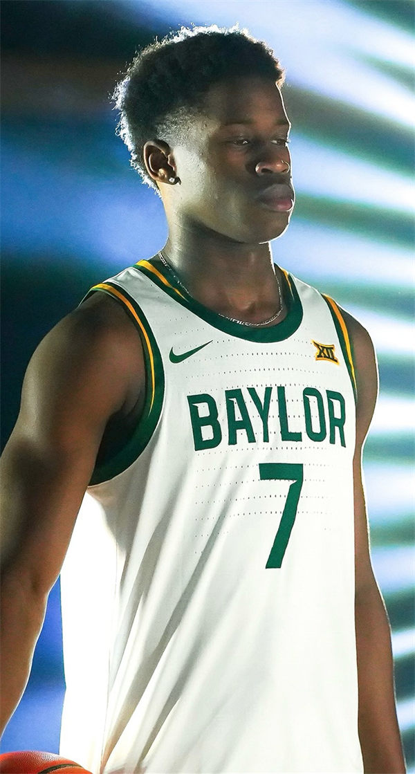 Mens Youth Baylor Bears #7 V. J. Edgecombe 2025 White Basketball Game Jersey