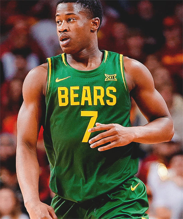 Mens Youth Baylor Bears #7 V. J. Edgecombe 2025 Green Basketball Game Jersey