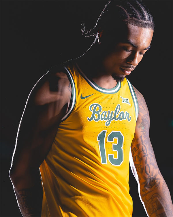 Mens Youth Baylor Bears #13 Langston Love 2025 Yellow Basketball Game Jersey