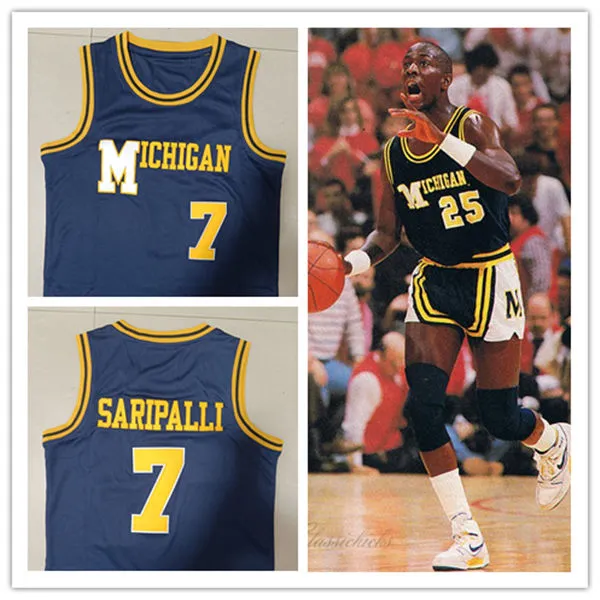 Michigan Wolverines Custom Navy College Basketball Retro Jersey