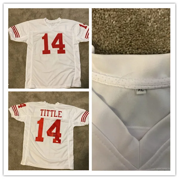Mens San Francisco 49ers #14 Y.A. Tittle White 1959 Mitchell&Ness Throwback Jersey