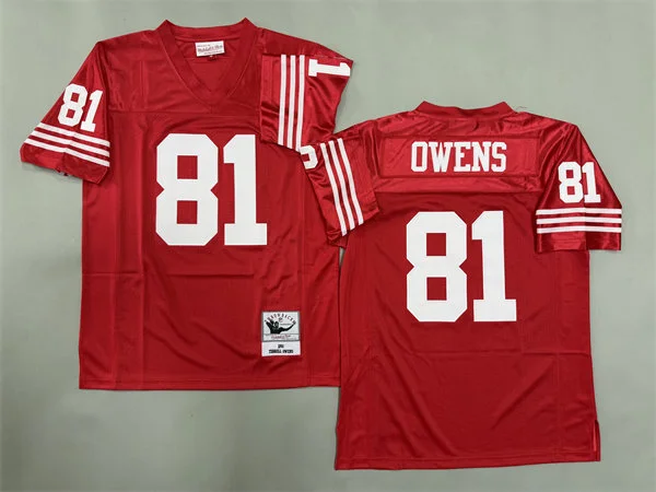Men's San Francisco 49ers #81 Terrell Owens 1990 Red Throwback Jersey