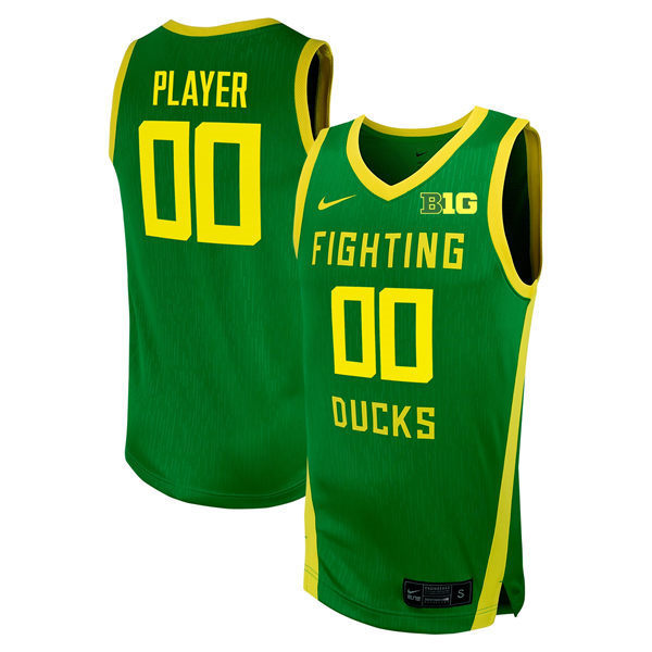 Men's Youth Oregon Ducks Custom 2025 BIG 10 Fighting Green Basketball Game Jersey