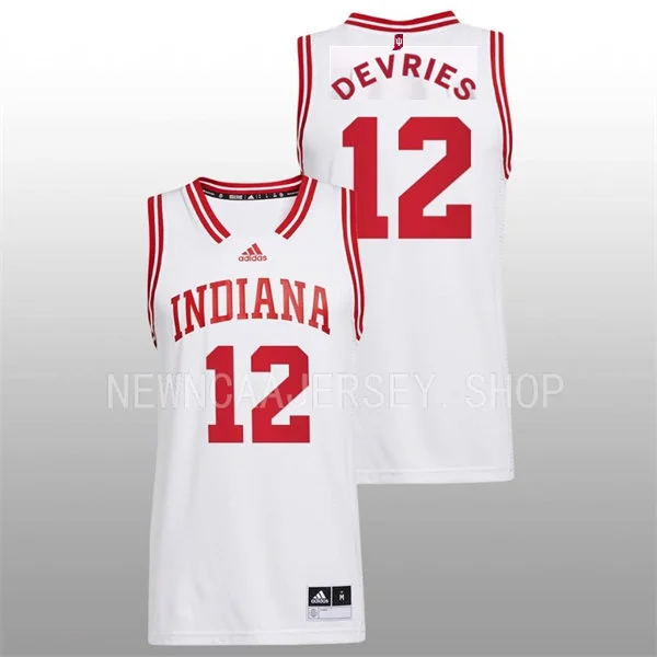 Indiana Hoosiers #12 Tucker DeVries 2025-26 White with Name Basketball Swingman Jersey