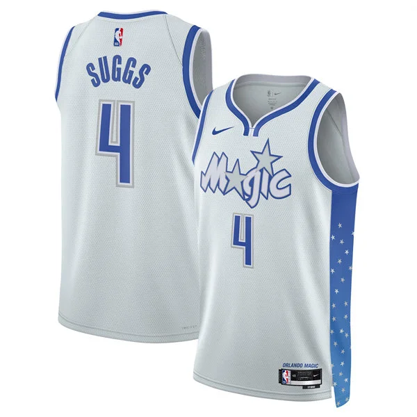 Men's Orlando Magic #4 Jalen Suggs 2025-26 Silver City Edition Swingman Jersey
