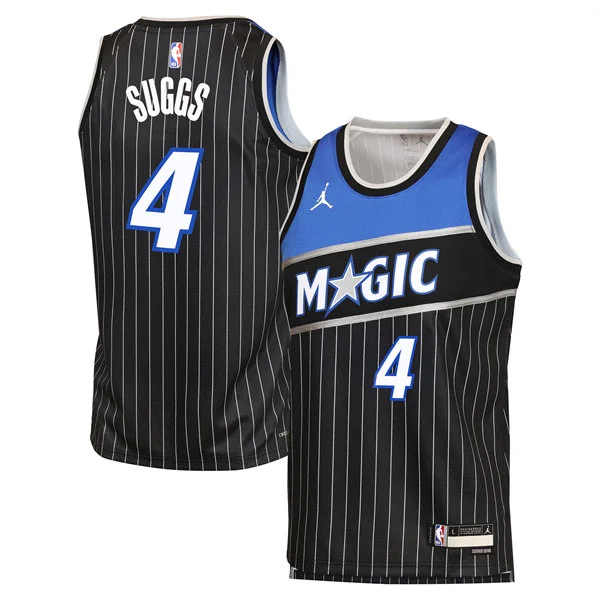 Men's Orlando Magic #4 Jalen Suggs 2025-26 Black Statement Edition Swingman Jersey