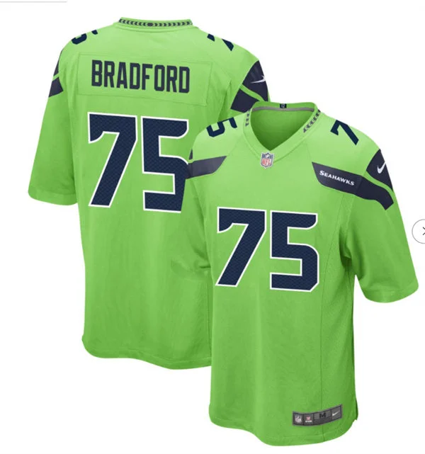 Men's Seattle Seahawks #75 Anthony Bradford Nike Neon Green Alternate Vapor F.U.S.E. Limited Jersey