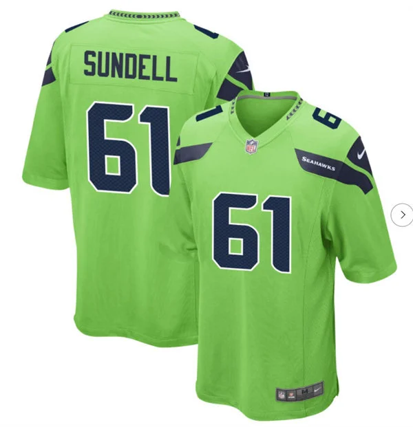 Men's Seattle Seahawks #61 Jalen Sundell Nike Neon Green Alternate Vapor F.U.S.E. Limited Jersey