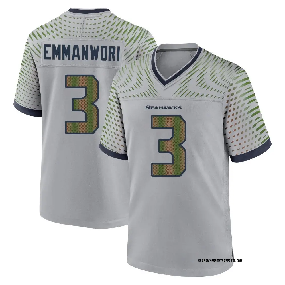 Men's Seattle Seahawks #3 Nick Emmanwori Wolf Gray Soundwaves Rivalries Collection Vapor F.U.S.E. Limited Jersey