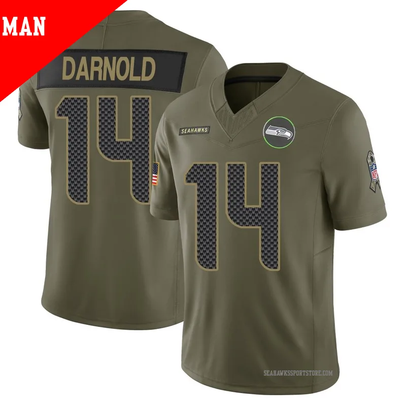 Men's Seattle Seahawks #14 Sam Darnold 2025 Salute to Service Limited Jersey - Olive