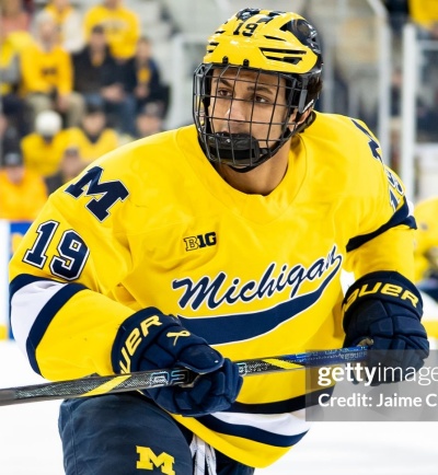 Michigan Wolverines #19 Michael Hage 2025-26 Maize Hockey Game Jersey