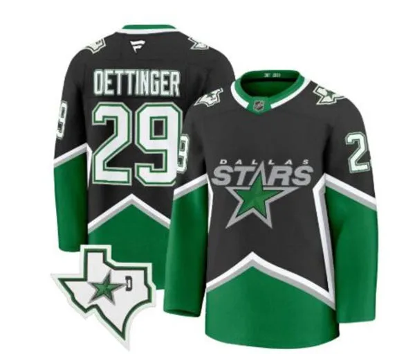 Men's Dallas Stars #29 Jake Oettinger 99 Cup Champs Throwback Jersey Black