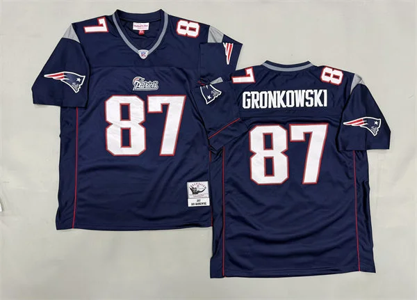 Mens New England Patriots #87 Rob Gronkowski 2007 Navy Throwback Jersey