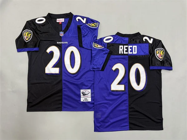 Men's Baltimore Ravens #20 Ed Reed 2004 Black Purple Split Two Tone Throwback Jersey