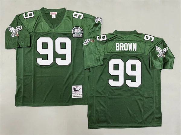 Mens Philadelphia Eagles #99 Jerome Brown Midnight Green Throwback Jersey