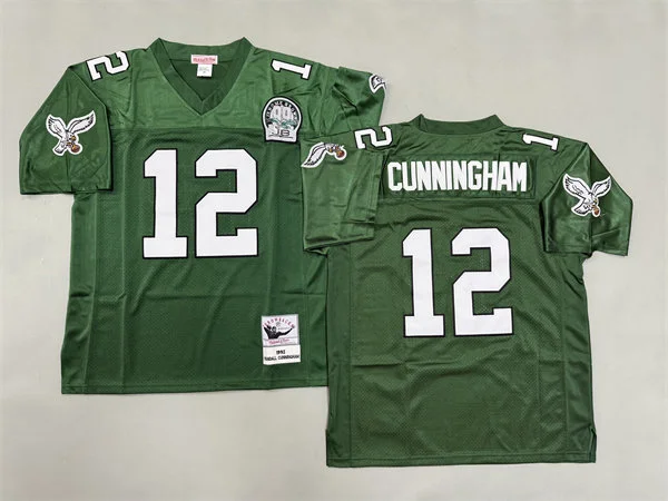 Mens Philadelphia Eagles #12 12 Randall Cunningham 1992 Midnight Green Throwback Jersey