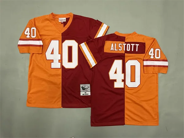 Men's Tampa Bay Buccaneers #40 Mike Alstott 1996 Orange Red Split Two Tone Throwback Jersey
