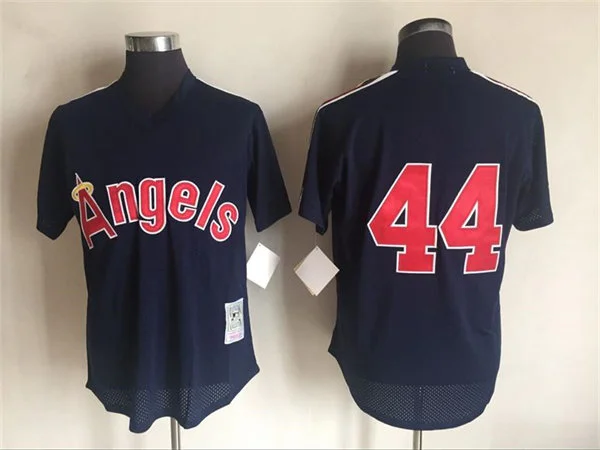Men's California Angels #44 Reggie Jackson 1984 Navy Mesh Pullover throwback Jersey