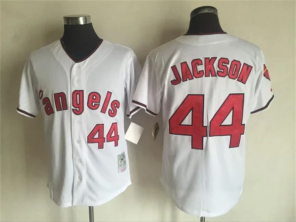Men's California Angels #44 Reggie Jackson white Cooperstown throwback Jersey