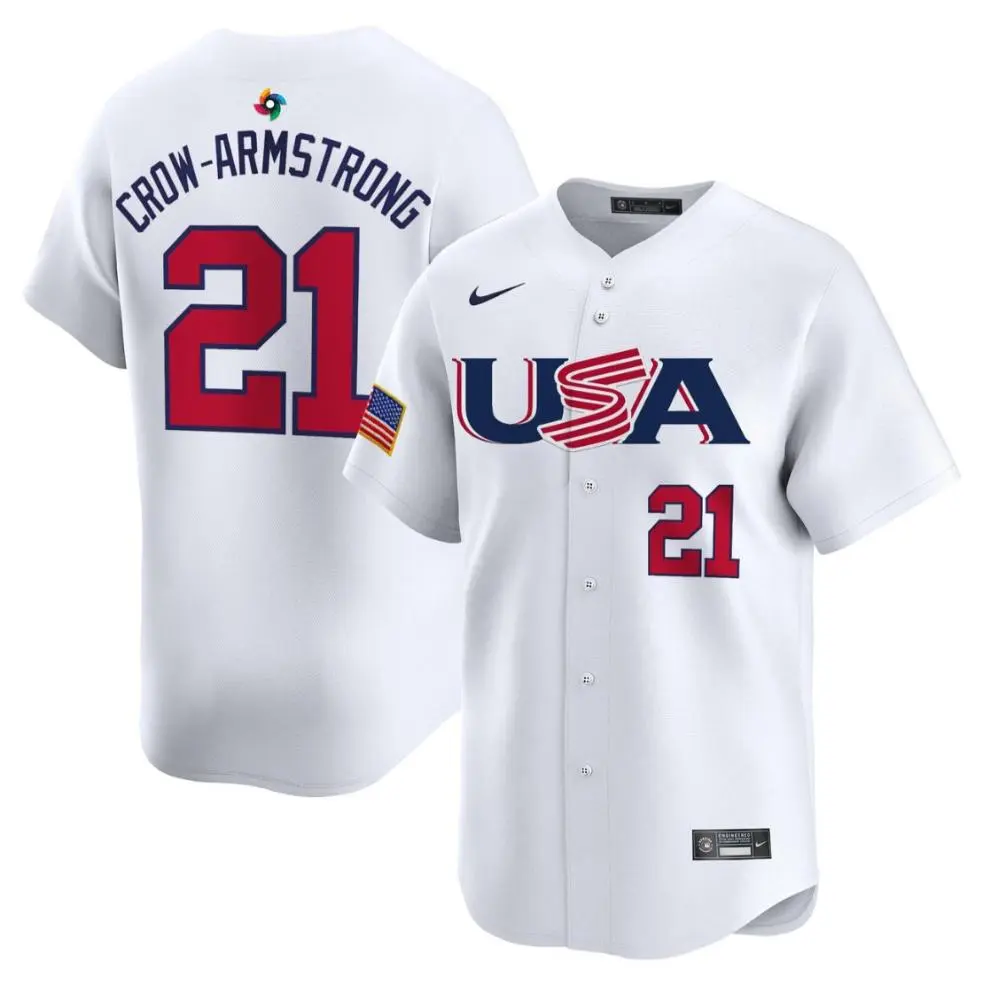 USA #21 Pete Crow-Armstrong Nike White 2023 World Baseball Classic Game Jersey