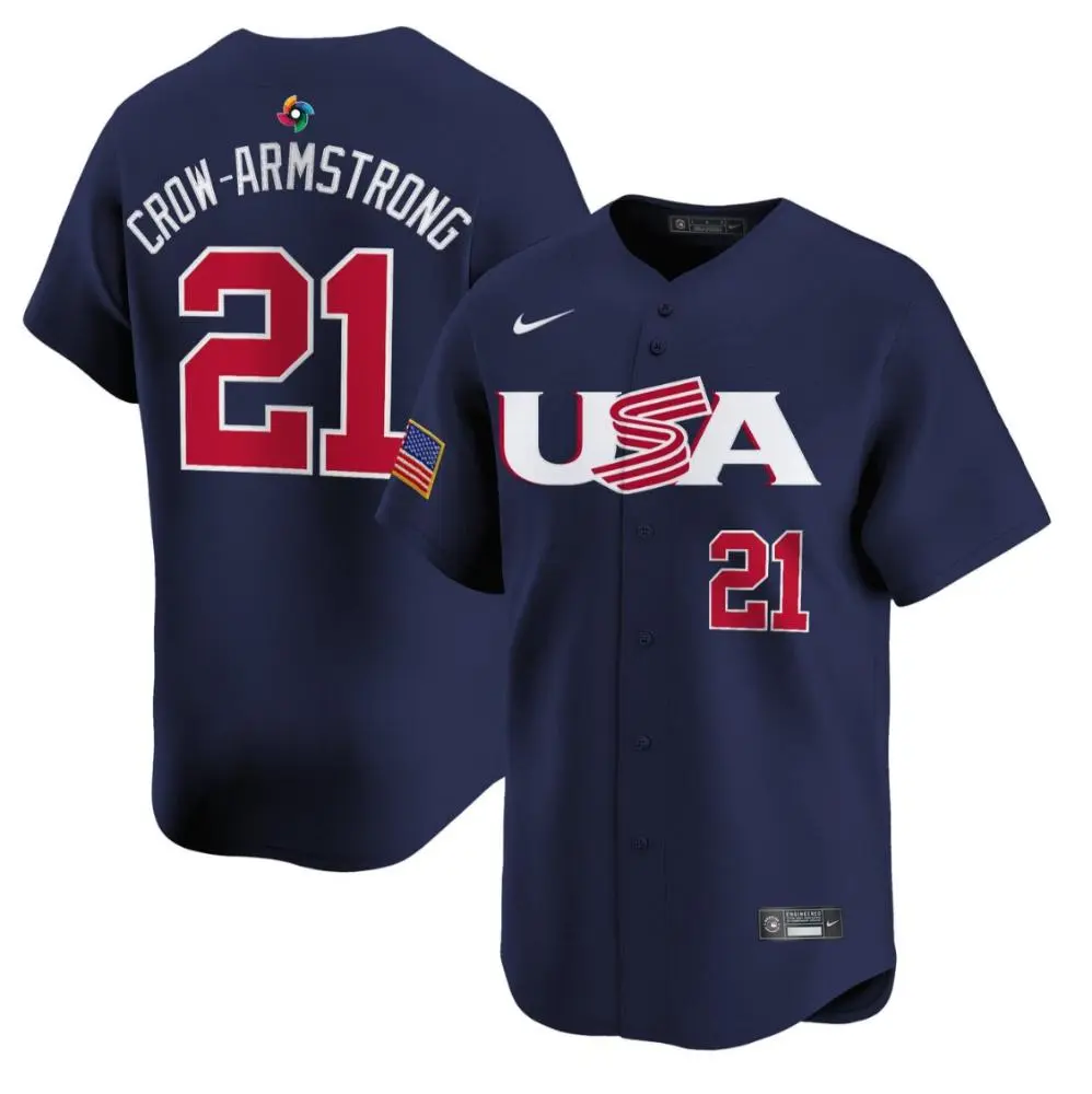 USA #21 Pete Crow-Armstrong Nike Navy 2023 World Baseball Classic Game Jersey