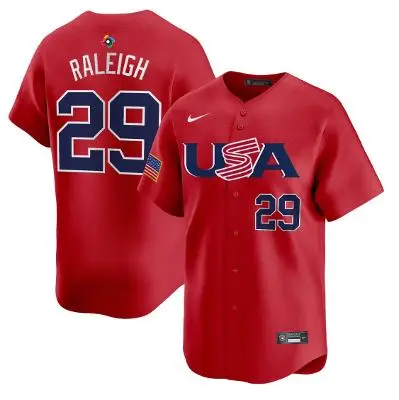 USA #29 Cal Raleigh Nike Red 2023 World Baseball Classic Game Jersey