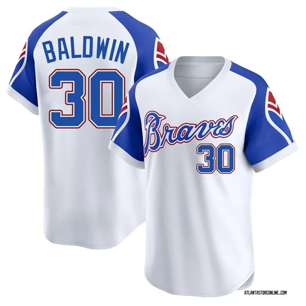Mens Atlanta Braves #30 Drake Baldwin Nike White Pullover Cooperstown Jersey