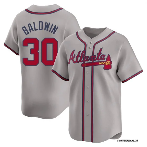 Mens Atlanta Braves #30 Drake Baldwin Nike Gray Away Limited Jersey