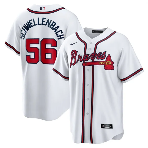 Mens Atlanta Braves #56 Spencer Schwellenbach Nike Home White Limited Jersey