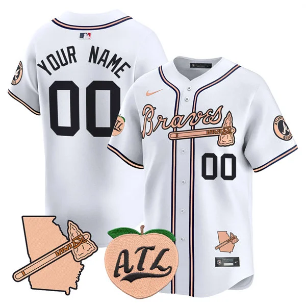 Atlanta Braves Custom White Strip Vapor Limited Peach Jersey