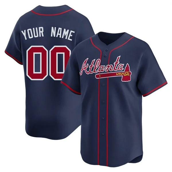 Atlanta Braves Custom Nike Navy Red Strip Alternate Limited Jersey