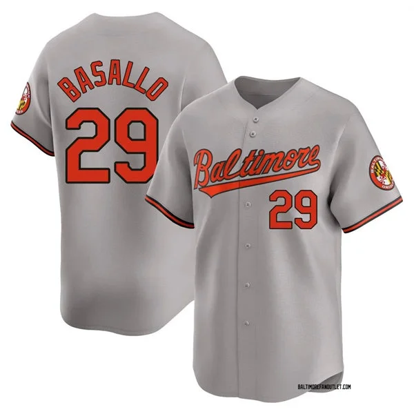 Mens Baltimore Orioles #29 Samuel Basallo Nike Grey Road Limited Player Jersey